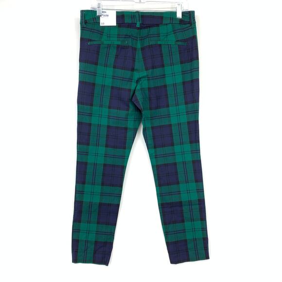 Old Navy Pixie Ankle Length Pants Womens Size 10 Blue Green Plaid NEW - Picture 2 of 8